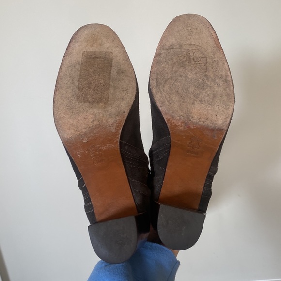 Tory Burch 8.5 Dark Brown Leather And Suede Knee High Heeled Boots - Picture 11 of 13